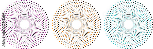 Halftone gradient set . Dotted gradient, smooth dots spraying and halftones dot background seamless horizontal geometric pattern vector template.