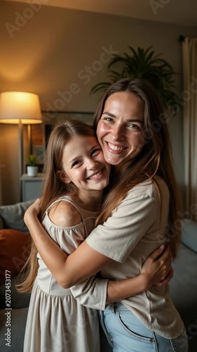 A woman and two girls enjoying family time sitting on the floor indoors, with a sofa and laptop in the foreground..