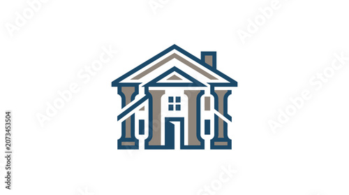 Minimalist vector illustration of a grand estate building icon.