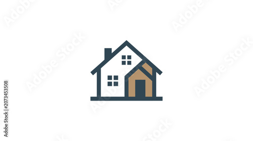 Minimalist vector house icon design for real estate branding.