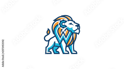 Stylized Lion Logo Design Featuring Letter W Integration.