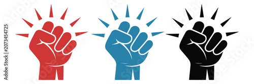 Cuadro en lienzo Fist hitting outline icon showing a human hand performing a knocking gesture wit