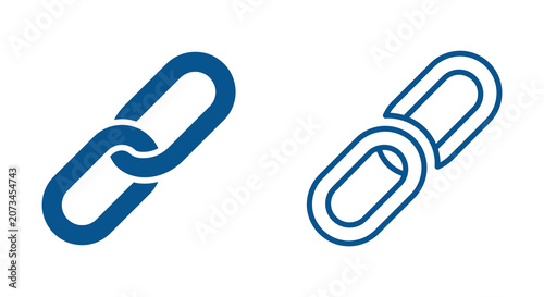 Photos Two blue chain links outlined vector silhouette links connection joining