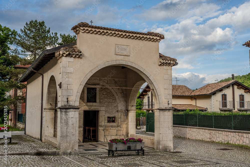 Obraz premium Alfedena, Abruzzo. The Church of Santa Maria del Soccorso.1