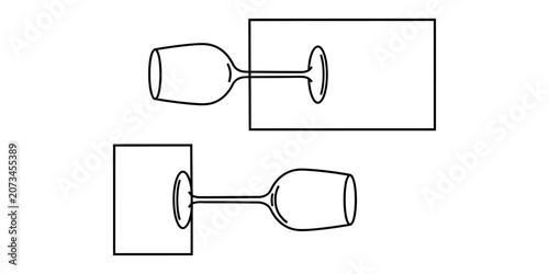 Slika na platnu Minimalist black line art illustration of two wine glasses positioned horizontal