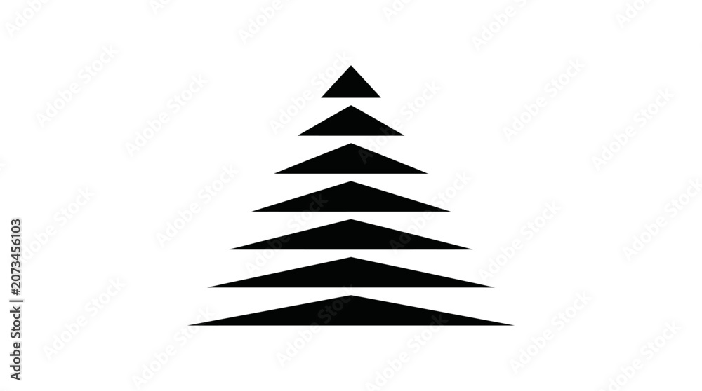 Fototapeta premium A minimalist black graphic icon of a stylized evergreen tree