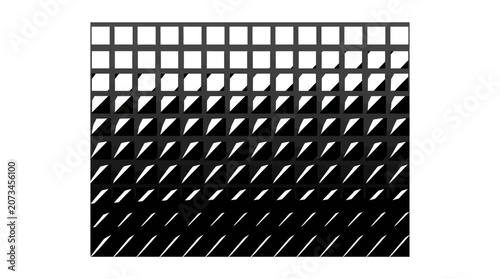 A monochrome grid pattern with a smooth gradient transition effect
