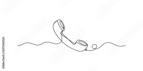 Tableau sur toile Continuous single line drawing of an old retro telephone handset receiver with a