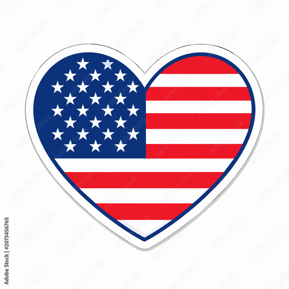 Fototapeta premium American Flag Heart Symbol vector illustration