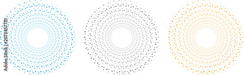 Seamless Halftone Gradient Dots, Abstract Dot Spray Effect and Horizontal Geometric Pattern Vector