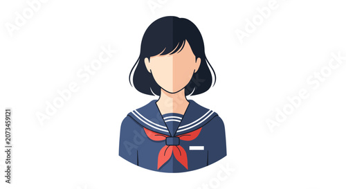 Japanese Schoolgirl Avatar in Sailor Uniform
