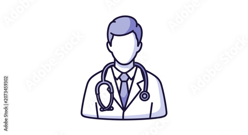 Quadro su tela Male Doctor Avatar Icon with Stethoscope