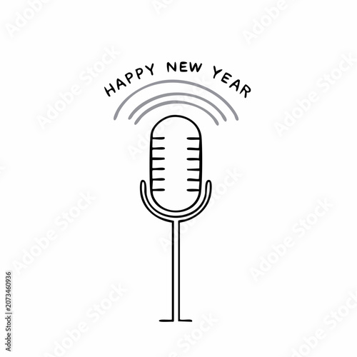 Happy New Year microphone illustration design.