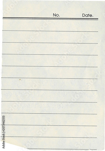 Blank lined notepad sheet with No and Date fields