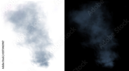 Schilderij op canvas Atmospheric white smoke plume on black background, ethereal steam cloud texture,
