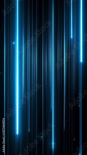 Futuristic Blue Laser Lines Falling Down on Black Background