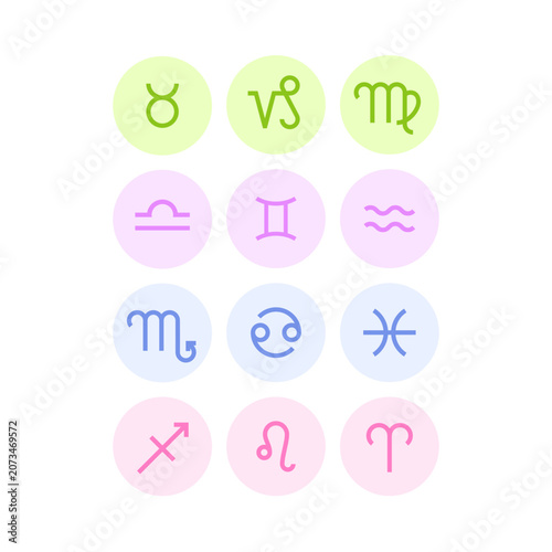 Zodiac Signs Icons Set Color