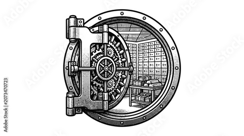 Obraz na plátně Secure Bank Vault Door Interior.