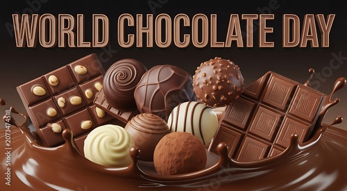 World chocolate day celebration assorted chocolates and sweet treats
