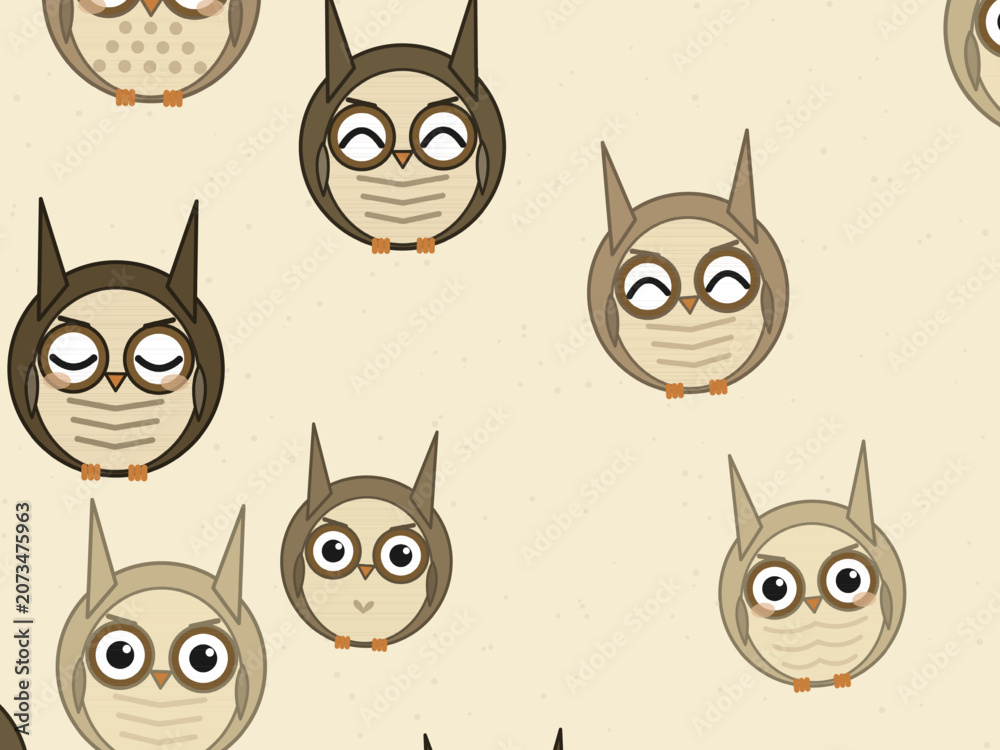 Fototapeta premium Owl Pattern Cute Forest Friends Design