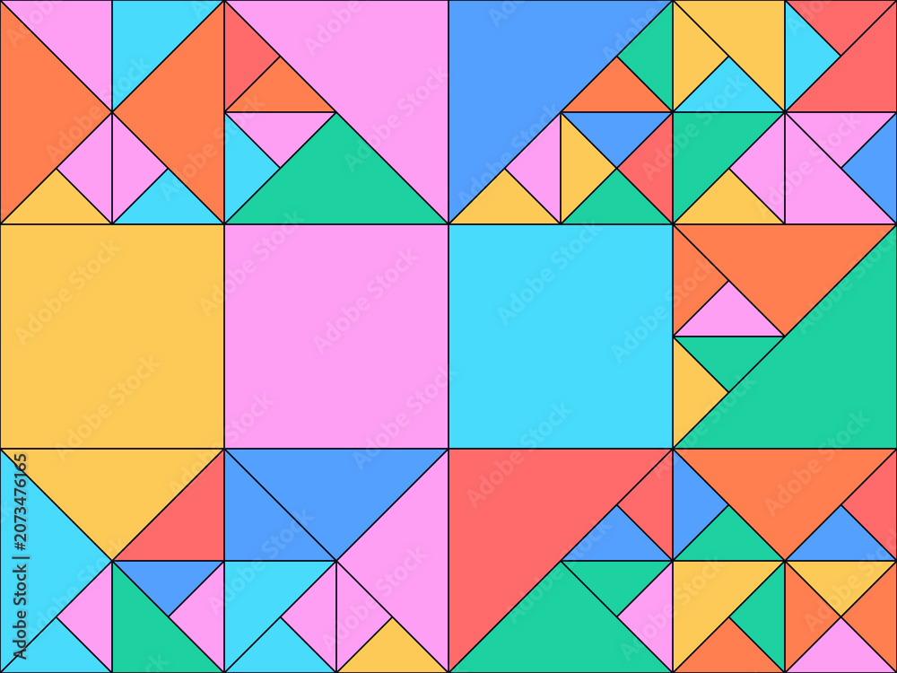 Fototapeta premium Bold Tangram Geometric Puzzle Abstract Pattern Background