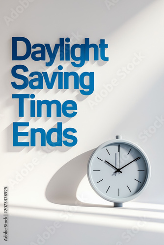 Banner poster card daylight saving time ends November autumn fall changeover clock AI Generative