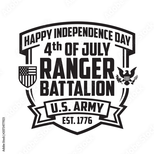 Bild auf Leinwand Us army ranger battalion independence day 4th of july emblem with battalion