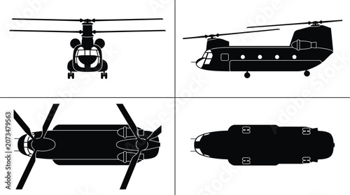 Bild auf Leinwand CH-47 Chinook Heavy Lift Helicopter Silhouette