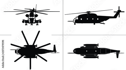Tableau sur toile CH-53 Sea Stallion Heavy Helicopter Silhouette