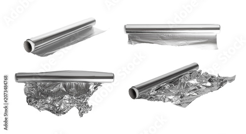 Aluminium Foil Roll, Aluminum Paper Isolated, Silver Cooking Foil, Light Metal Sheet