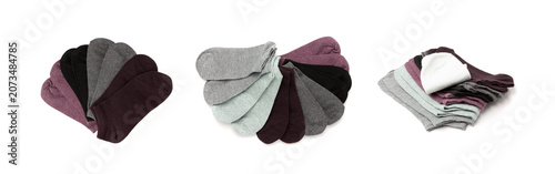 New Cotton Socks Isolated, Folded Sportswear Set, Classic Unisex Cotton Socks Collection