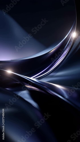 Luxury Dark Liquid Metal Wave Background - Abstract Elegant 3D Chrome Silk Loop