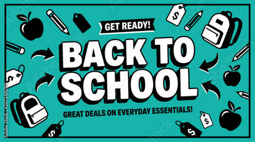 Photos Students prepare for school with essential items on a promotional sign