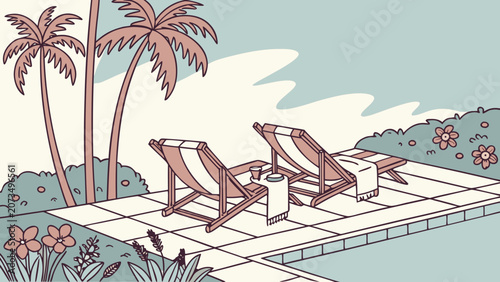 Relaxing Poolside Vacation Vibes Chair Mockups PSD