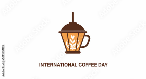 A minimalist graphic illustration of a hot beverage cup icon