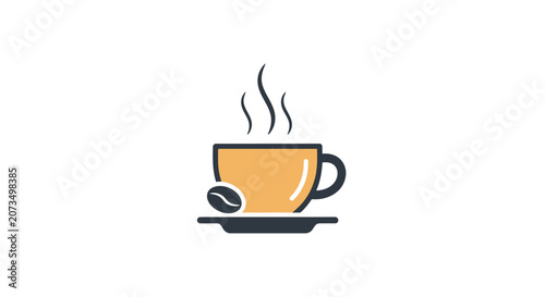 A simple illustration of a hot cup of coffee on a saucer