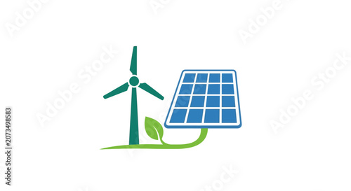 A simple icon representing renewable energy sources and green power