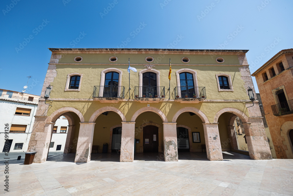 Fototapeta premium Altafulla town hall building in tarragona on sunny day