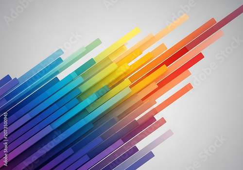 Colorful diagonal bars ascending with smooth gradient against a clean white background representing progress and growth