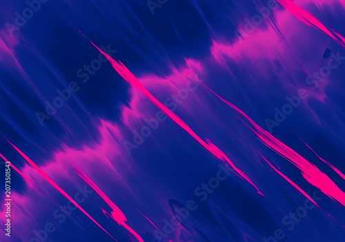 Vibrant Pink Streaks on Deep Blue Abstract Background with Fluid Motion and Glowing Effect