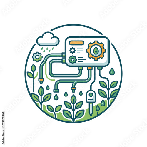 Hydroponic farming technology system icon for industrial cultivation.