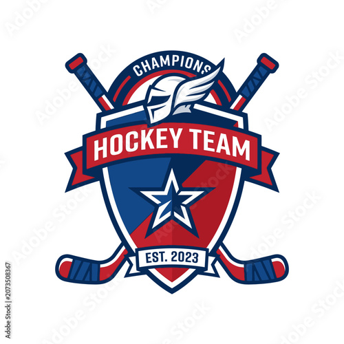 Professional ice hockey team shield logo with crossed sticks.