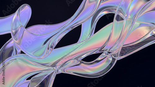 Premium Abstract Pastel Glass Wave Background, Elegant abstract background featuring smooth flowing translucent glass waves with soft pastel gradient colors in peach