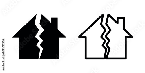 Εκτύπωση καμβά Broken house icon set