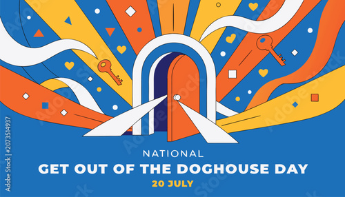 Φωτογραφία Open door illustration celebrating the annual national get out doghouse day