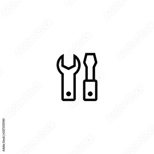 Wrench Screwdriver Repair Tools Kit Line Icon