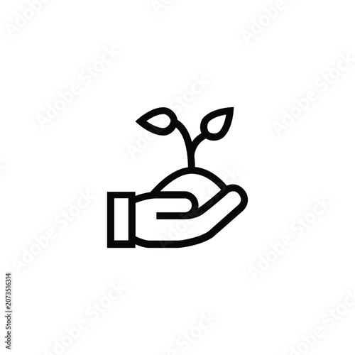 Hand Holding Plant Growth Care Line Icon