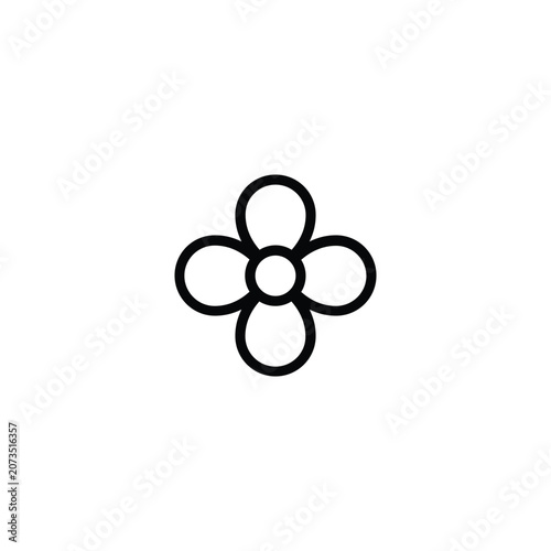 Four Petal Flower Bloom Nature Line Icon