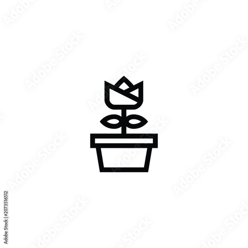 Flower Pot Plant Indoor Garden Line Icon