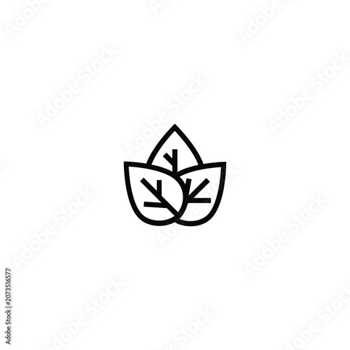Three Leaves Plant Nature Eco Line Icon